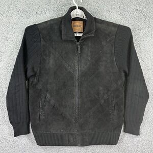 Genuine Original Windbreaker Textured Leather Jacket Mens L Black